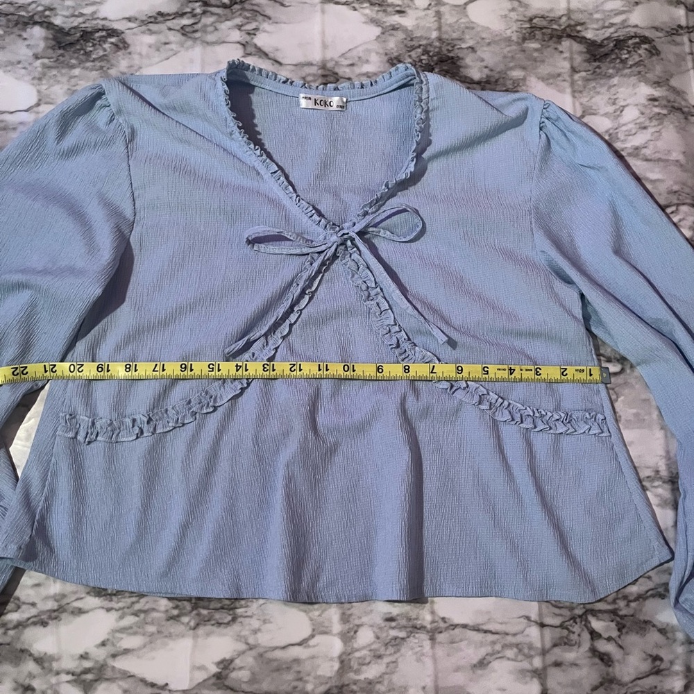 Blue Ruffle Women's Top - Picture 4 of 4